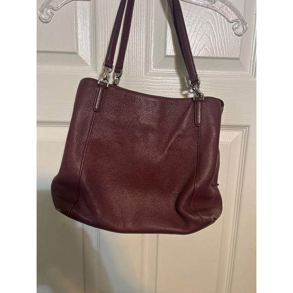 Kate Spade New York Pebbled Leather Shoulder Bag Burgundy Maroon Tote - Picture 7 of 11